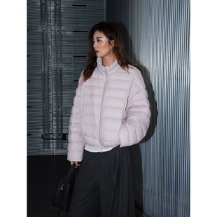 洛边 肯豆风保暖90白鸭绒复古港风女立领设计感轻羽绒外套