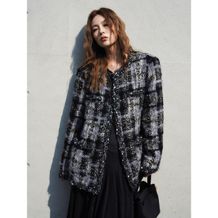 法式 原创设计师款 小香风粗花呢外套千金风毛呢上衣 银河旷野 洛边