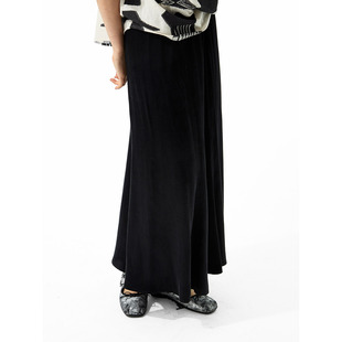 洛边 轻奢优雅风A字半身裙女高腰垂感大摆长裙