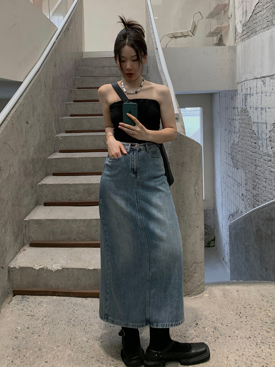 洛边LMNACI巨软巨复古！牛仔半裙