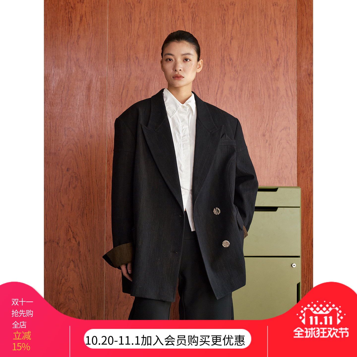 复古原创设计师款宽松休闲西装