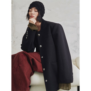 西装 洛边 复古中山装 原创设计师款 外套宽松显瘦西服上衣 东方美学