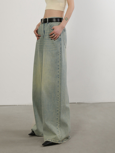 环保染色 纯棉显瘦长裤 升级经典 牛仔裤 拖地 百搭宽松直筒裤 洛边