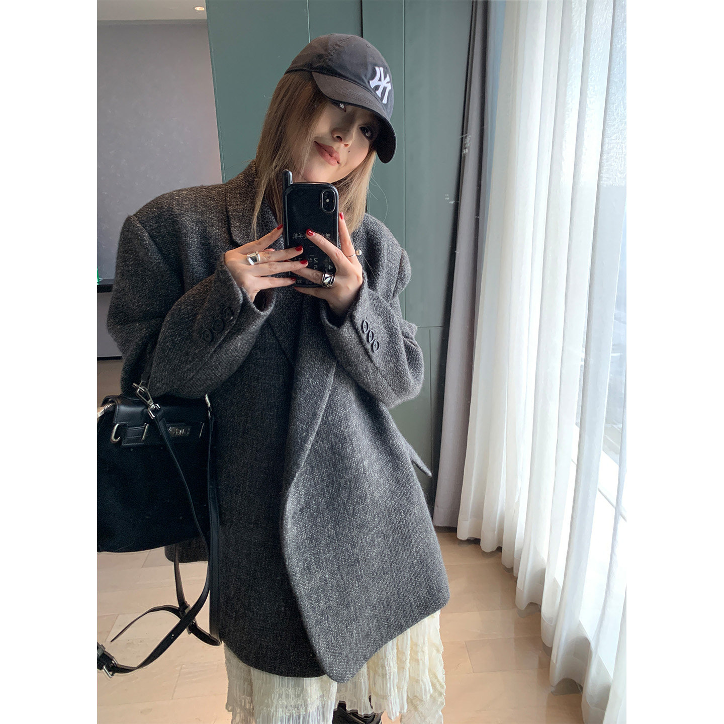 洛边原创设计款复古毛呢外套