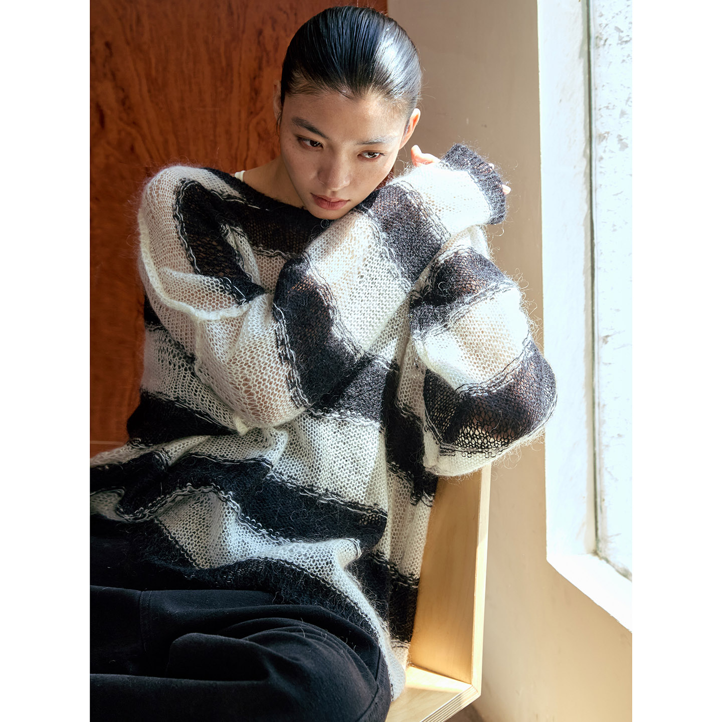 洛边小众设计师款马海毛针织衫