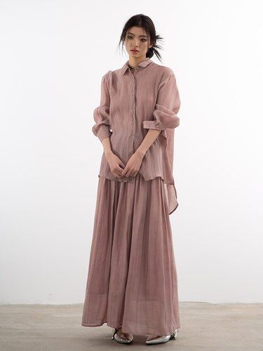 洛边天丝春夏套装衬衫半身裙