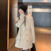 洛边 千金玛德琳 羊毛混纺小香风外套秋冬宽松毛呢上衣