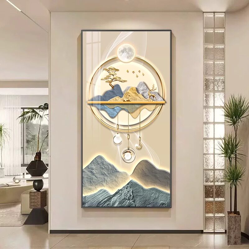 现代简约玄关装饰画过道尽头壁画寓意好轻奢高级感走廊背景墙挂画