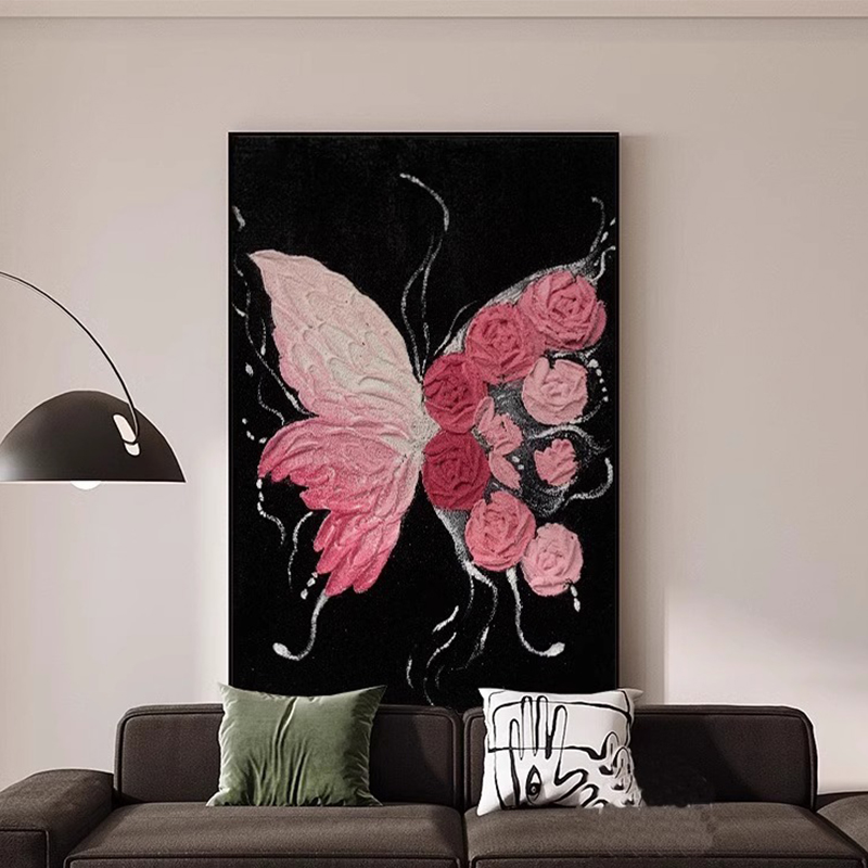 黑白蝴蝶高级感客厅装饰画沙发墙卧室床头简约挂画桌面摆件画壁画图片