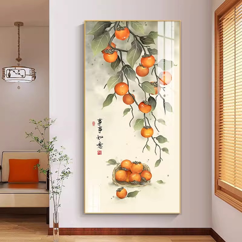 巳巳如意玄关装饰画新中式寓意好进门挂画简约入户走廊过道墙壁画图片
