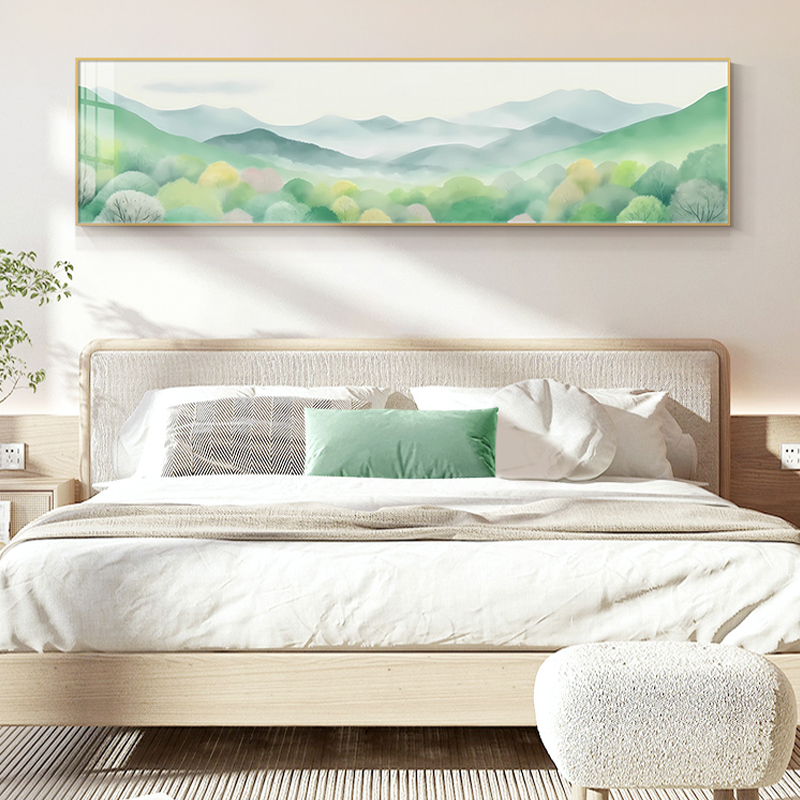 卧室装饰画北欧小清新风景油画床头挂画现代简约房间壁画新款墙画图片