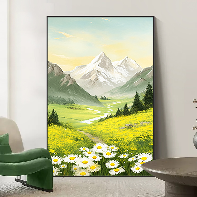 日照金山装饰画客厅落地画山水风景挂画沙发背景墙高级感玄关壁画图片