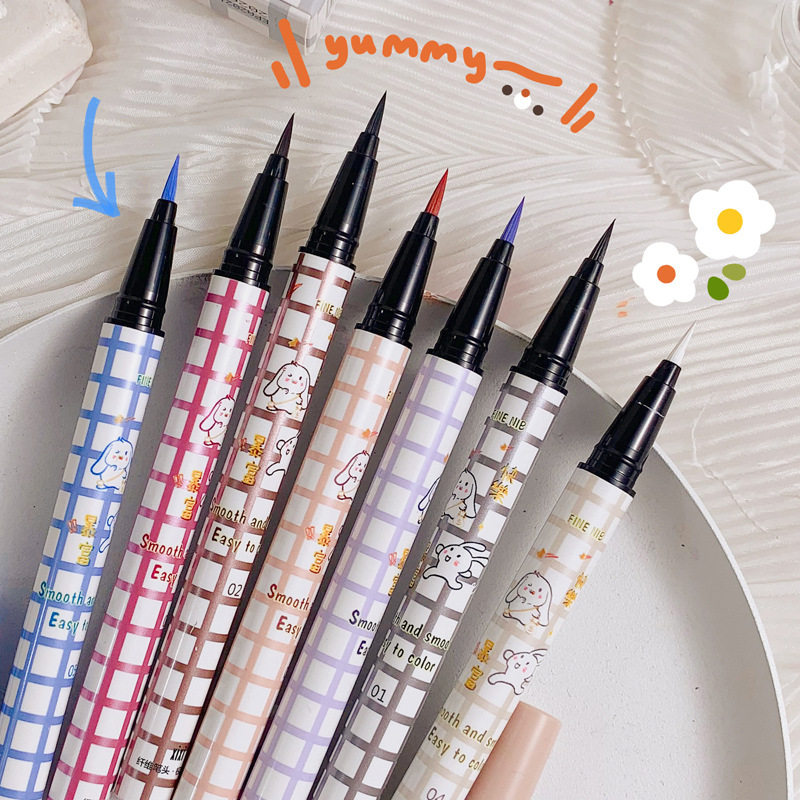 xixi缤纷七彩眼线笔极细毛刷头彩色蓝色不易晕染不易脱色初学者