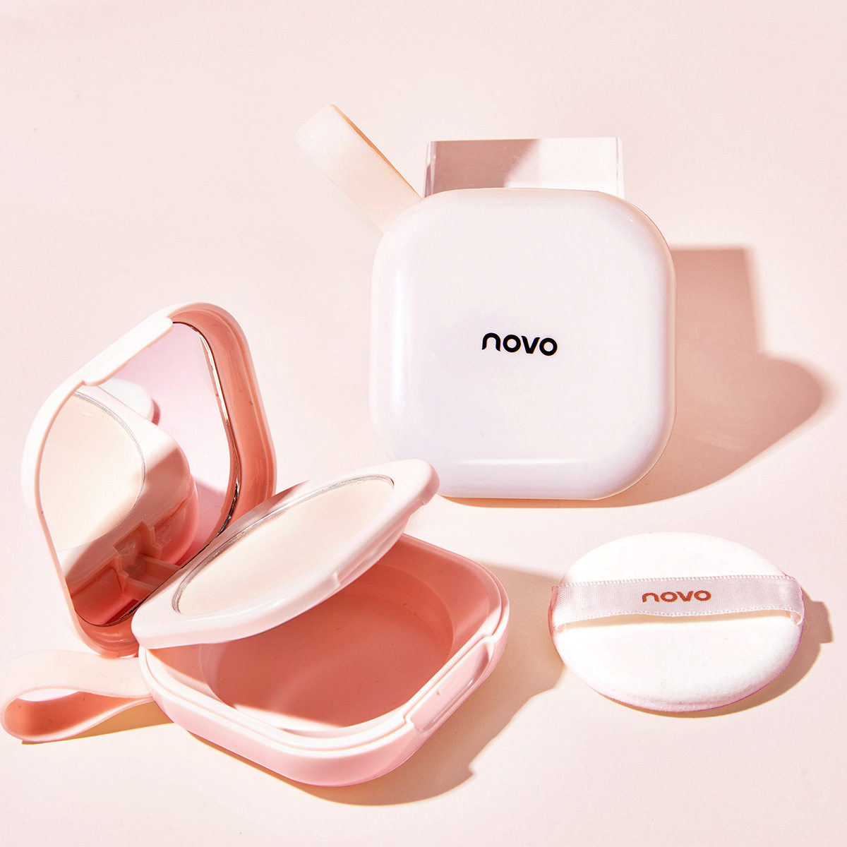 Novo轻雾奢养定妆蜜粉饼自然日常定妆补妆女蜜粉干湿两用哑光