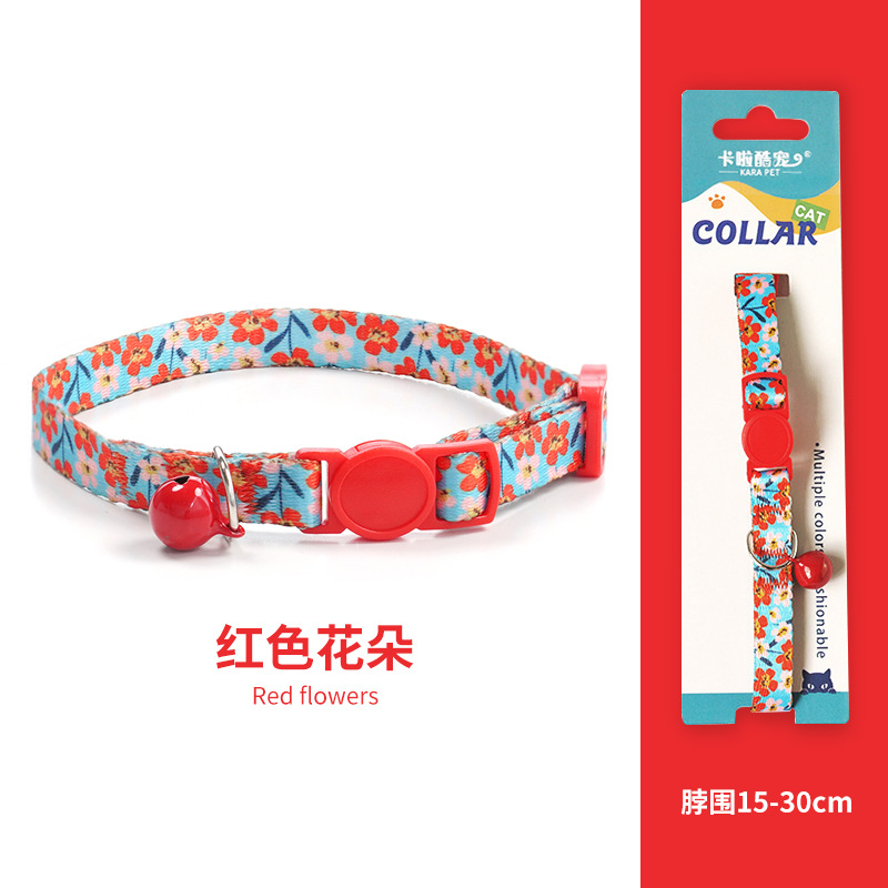 新款宠物用品爆款猫项圈涤纶印花猫咪项圈条纹铃铛围脖项链圈头套
