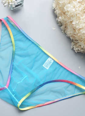 男士时尚网纱中低腰夏季青年超薄速干三角透明性感内裤