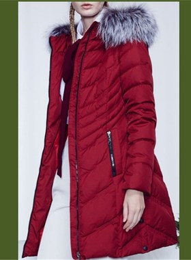 羽芮专柜正品时尚经典修身大毛领保暖中长女款白鸭绒12570清特价