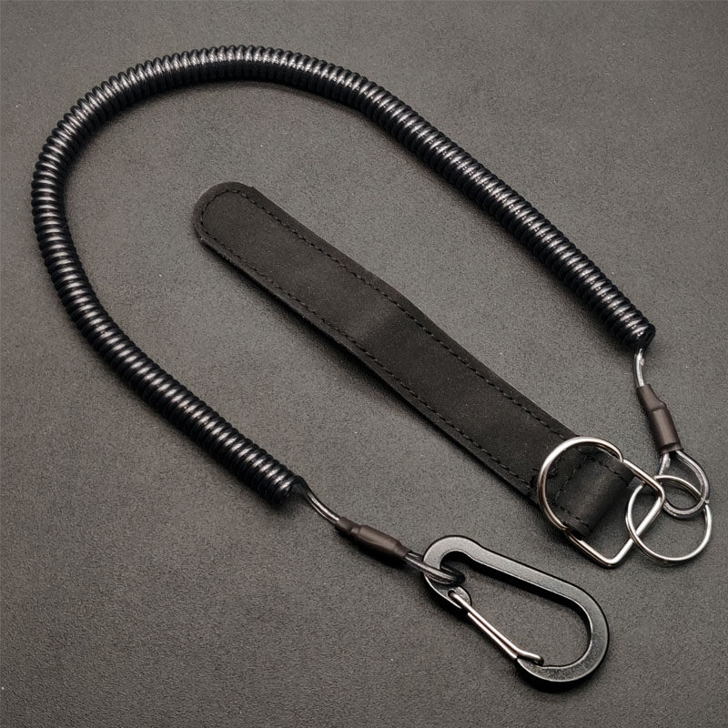 渔具失手绳自动收缩3米溜鱼器魔术贴绑带钓鱼护竿放杆钢丝弹簧绳