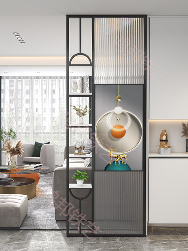 现代简约长虹玻璃屏风入户客厅玄关隔断墙洗手台不锈钢铁艺装饰墙