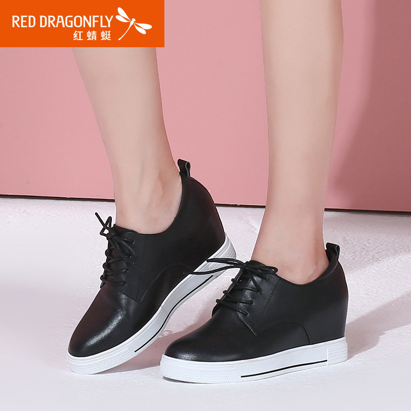 红蜻蜓女鞋2025春秋厚底平底隐形内增高单鞋真皮高跟鞋休闲鞋皮鞋,女鞋,深口单鞋,淘宝优惠券,粉丝福利购,淘宝优惠卷