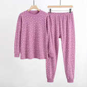 宽松半高领线衣线裤 春秋棉毛衫 套装 中老年人女士纯棉中领秋衣秋裤