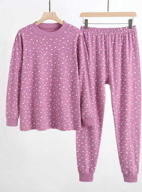 中老年人女士纯棉中领秋衣秋裤套装春秋棉毛衫宽松半高领线衣线裤