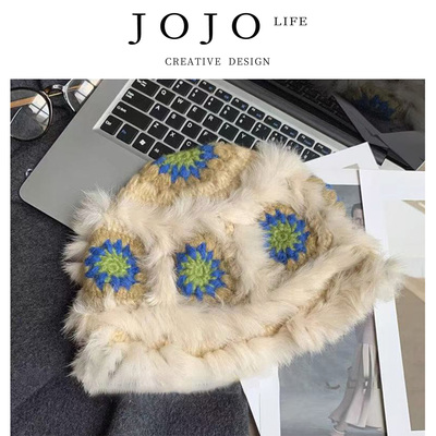 JOJO'SLIFEPD兔毛毛线女醒狮帽