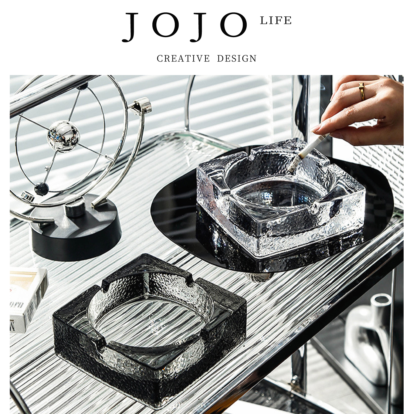 JOJO'SL.PD锤纹烟灰缸创意玻璃