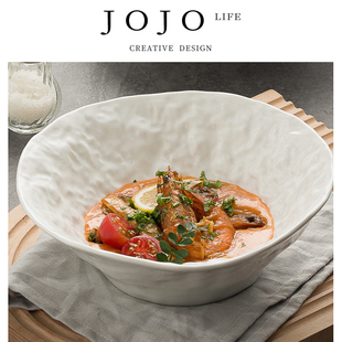 JOJO'S L. PD.Tiger.简约白瓷斗笠碗石纹面碗法式沙拉碗 | 刺虎
