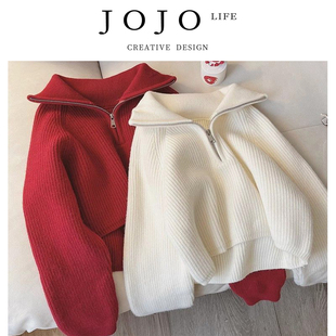 减龄设计感拉链宽松显瘦翻 针织秋冬新款 觉淳 PD.Nap JOJO