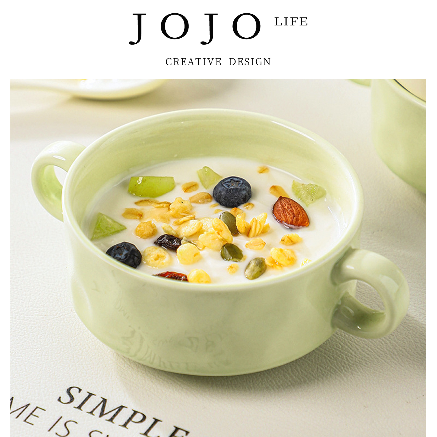 JOJO'SLIFEPD双耳汤碗家用陶瓷