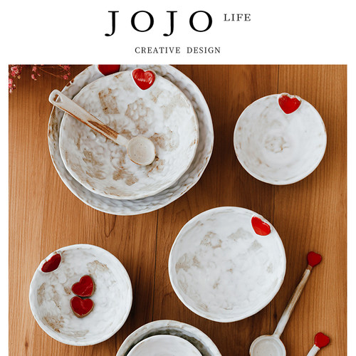 JOJO'SL.PD餐具复古粗陶爱心碗