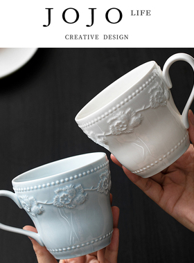 JOJO'S L. PD.office.马克杯草莓浮雕陶瓷咖啡杯高端轻奢 | 惠民