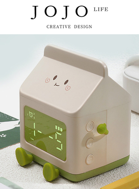 JOJO'S L. PD.Fita.卡通趣味牛奶盒闹钟倒计时智能电子台钟丨菲塔