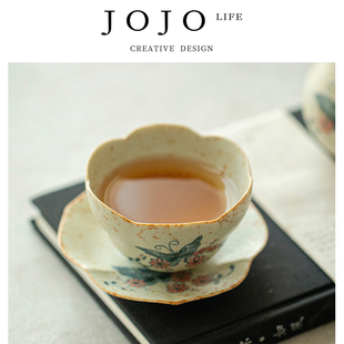 扛珍 JOJO PD.carry.茶杯釉下彩兰蝴蝶主人杯家用功夫茶具