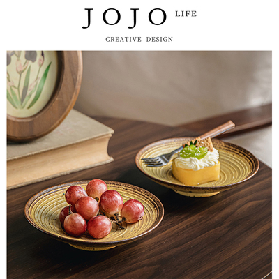 JOJO'SLIFEPD复古粗陶茶点盘