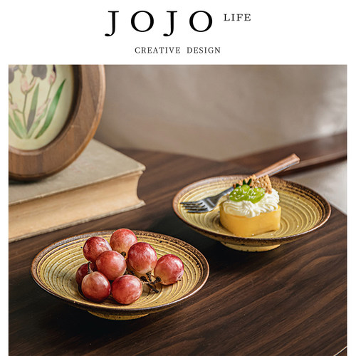 JOJO'SLIFEPD复古粗陶茶点盘