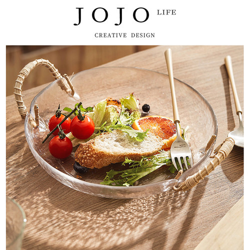 JOJO'SLIFEPD手工藤编玻璃盘