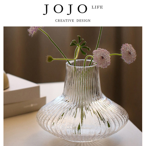 JOJO'SL.PD.玻璃透明竖纹花瓶