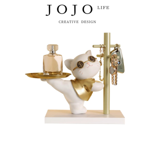 饰品 JOJO PD.Lush.摆件创意招财猫玄关收纳托盘置物装 喜芊