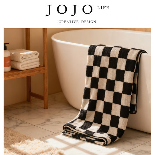 JOJO'S L. PD.Perch.浴巾棋盘格浴巾家用纯棉吸水全棉裹巾 | 栖音
