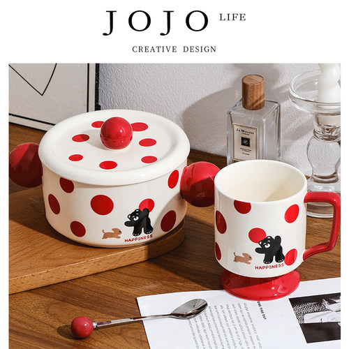 JOJO'SLIFEPD可爱陶瓷汤锅带盖