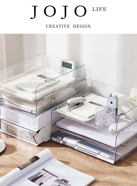 JOJO'S L. PD.Da.A4纸收纳盒透明收纳架书桌工位神器置物架丨达羽