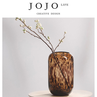 PD.Eternal.花瓶琥珀色豹纹玻璃花器摆件家居 永恒 JOJO
