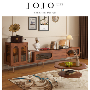 PD.Ginger.电视柜客厅实木伸缩复古简约玻璃边柜 姜林 JOJO