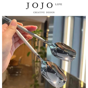 PD.wax.不锈钢加厚方头勺子家用吃饭调羹汤勺 蜡为 JOJO