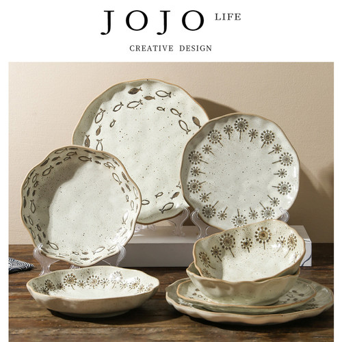 JOJO'SLIFEPD高级日式粗陶盘子