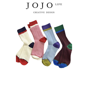 PD.City.中筒袜男女ins潮摩登复古堆堆袜少女粉 尔市 JOJO