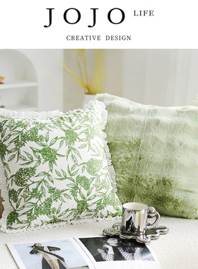 JOJO'S L. PD.need.沙发花朵飘窗靠垫床上绿色客厅小清新 | 恰需