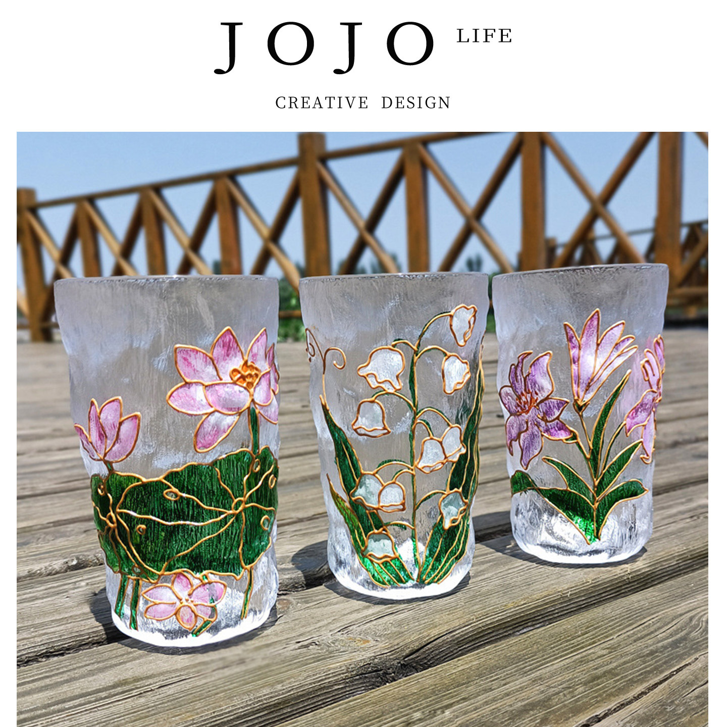 JOJO'SLIFEPD手绘花卉玻璃杯